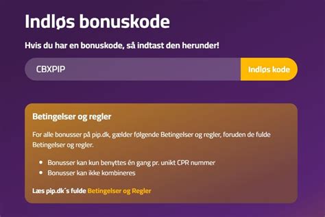 pip.dk bonuskode
